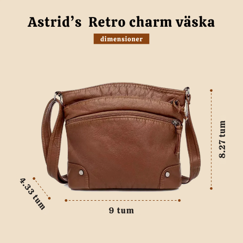 Astrid’s Retro Charm | Mjuk läderväskan med anti-stöld budväska